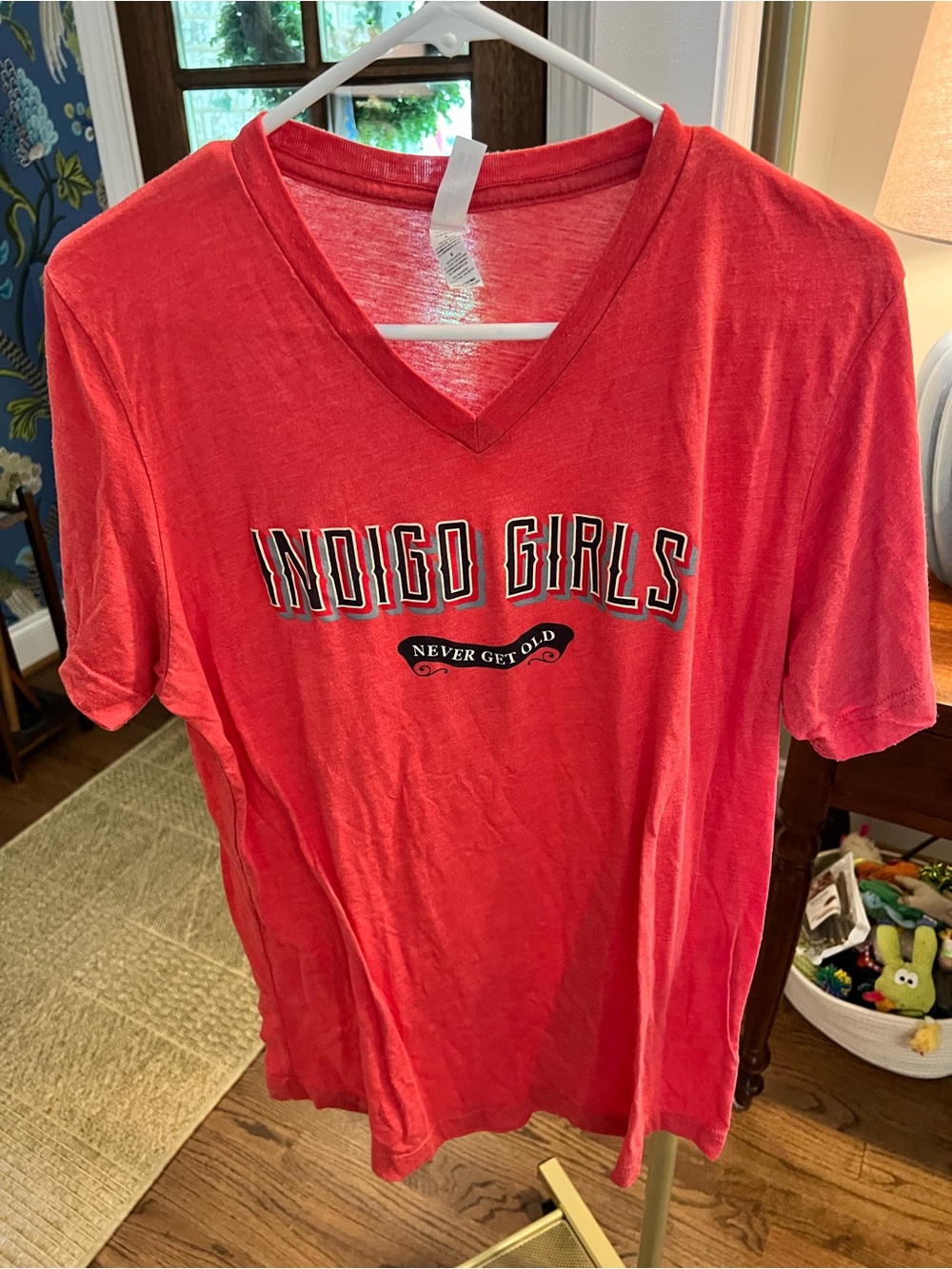 Women's Red V-Neck Tee - Never Get Old